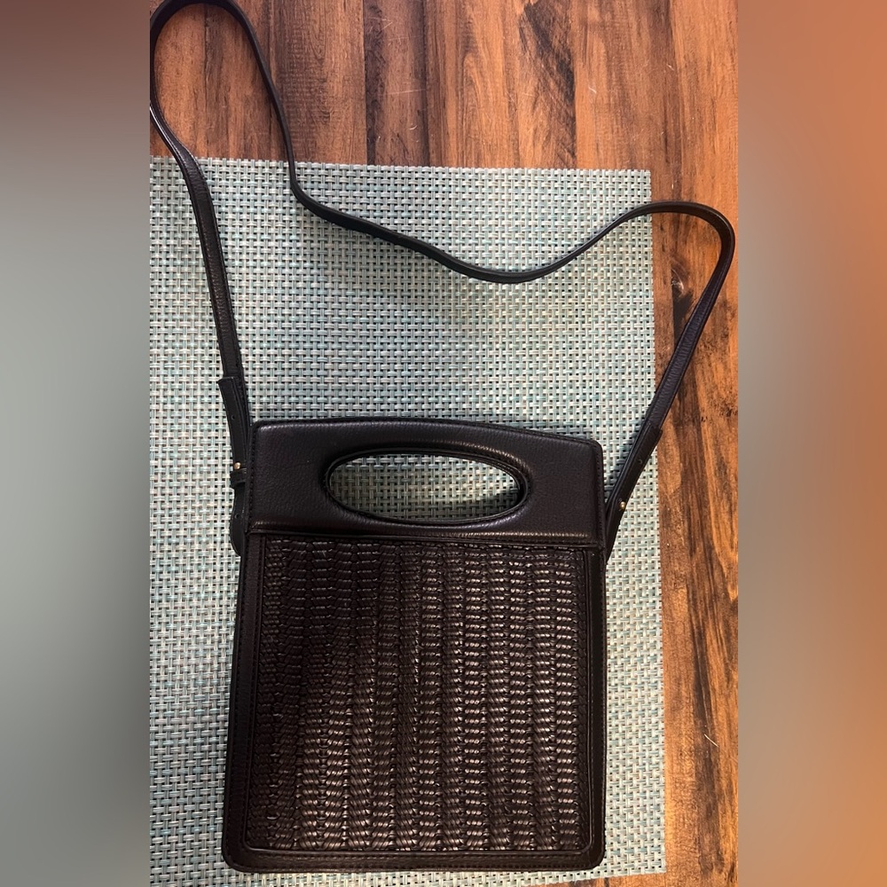 Anthropologie Woven Black Faux
Leather 2way Crossbody Bag/Tote 
NWOT-NeverUsed